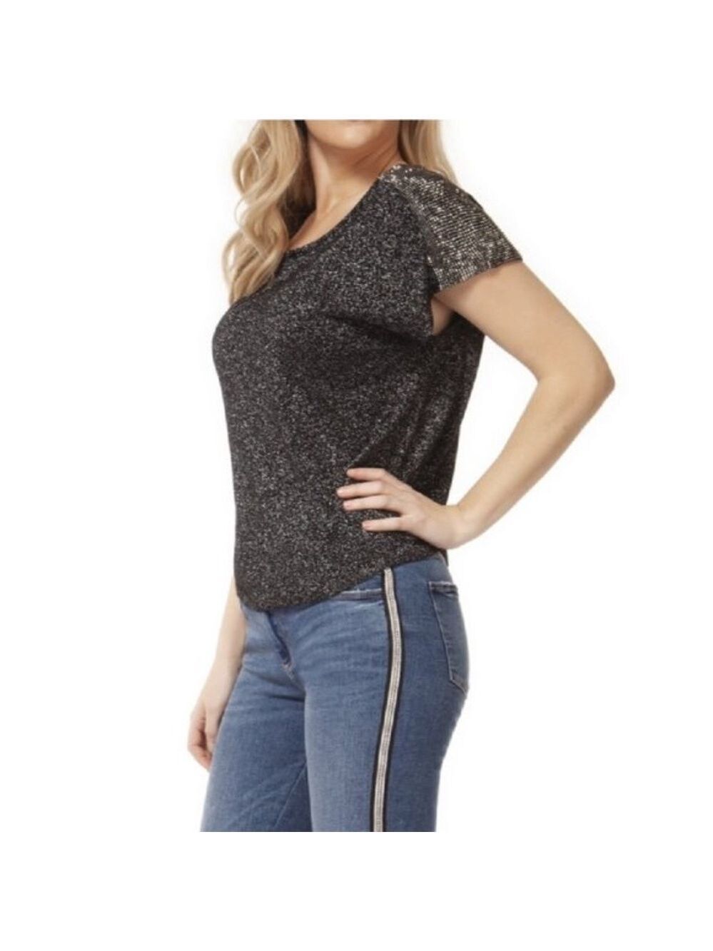 DEX Black Silver Lurex Blouse